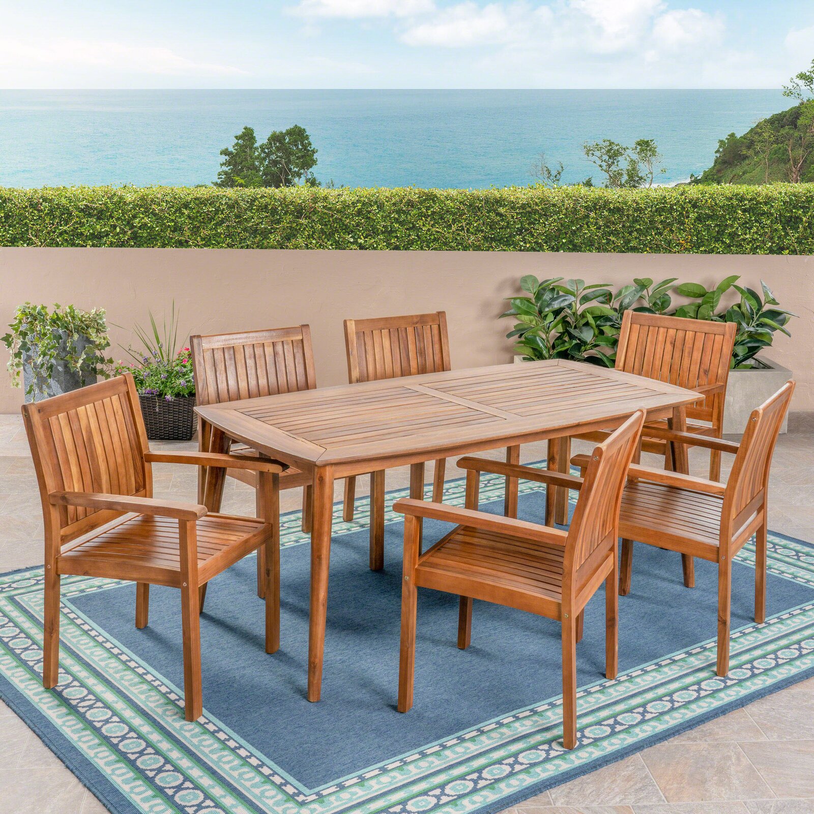 Wade Logan? Arvia Rectangular 6 - Person Outdoor Dining Set & Reviews Wade Logan? Arvia Rectangular 6 - Person Outdoor Dining Set & Reviews
